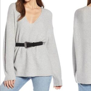 Something Navy Gray V Neck Sweater Small